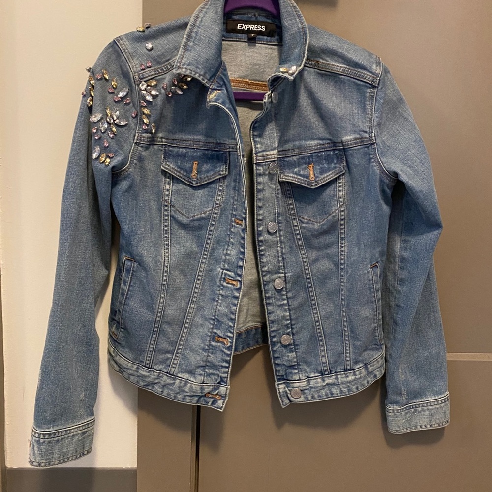 Denim Jacket with diamond embroidered